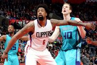 DeAndre Jordan Eyes the Rim as He boxes Out for a Rebound in 2016 @ Staples Center vs Hornets