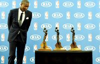Jamal Crawford Looks at his 3 6th Man of the Year Trophies in 2016
