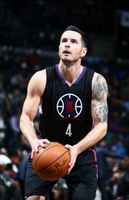 JJ Redick with new arm Tattoo in Black Clippers Jersey Ready to Shoot
